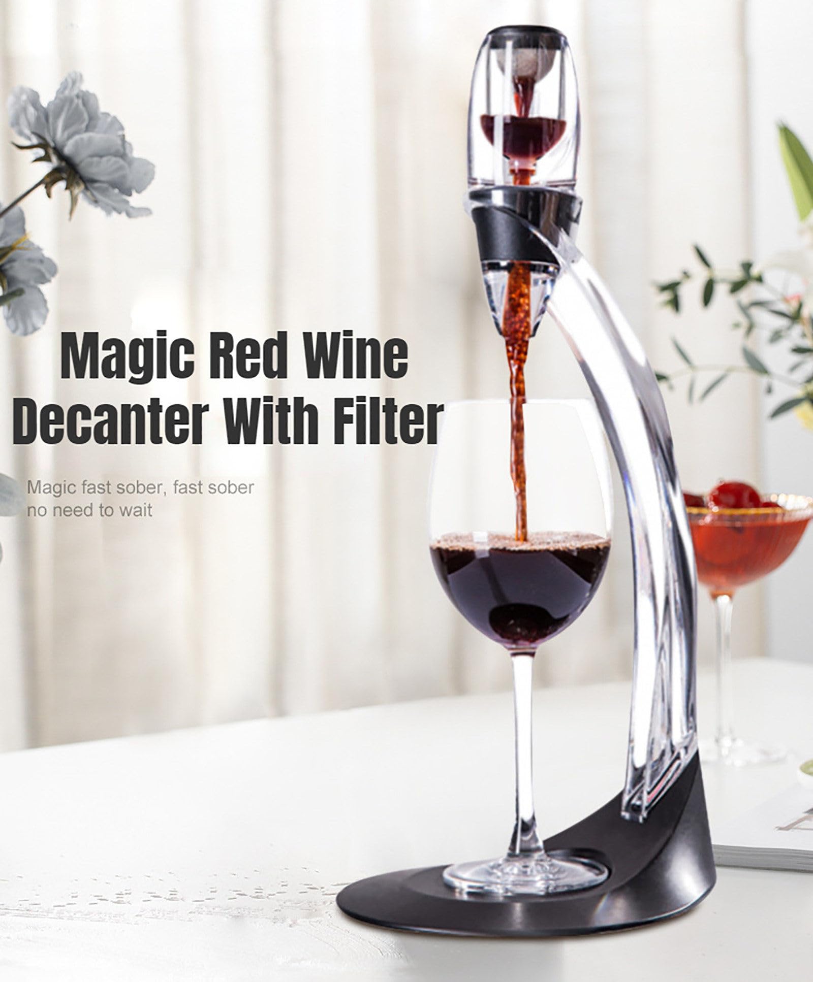 Décanteur à vin avec filtre, bec verseur en verre pour la maison et le restaurant