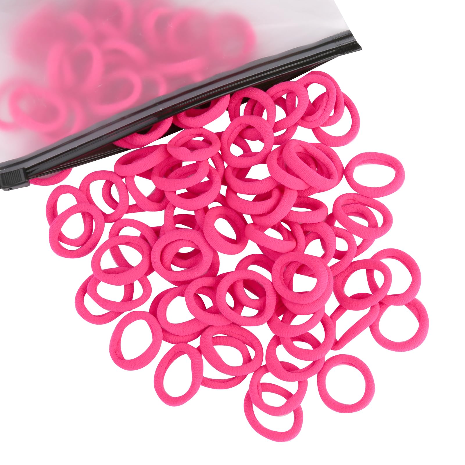 100 Pcs Baby Hair Ties, Cotton Hair Ties for Girls and Kids, Multicolor Small Seamless Hair Bands Elastic Ponytail Holders Kids Toddler Hair Tie toddler hair tie (Hot Pink)