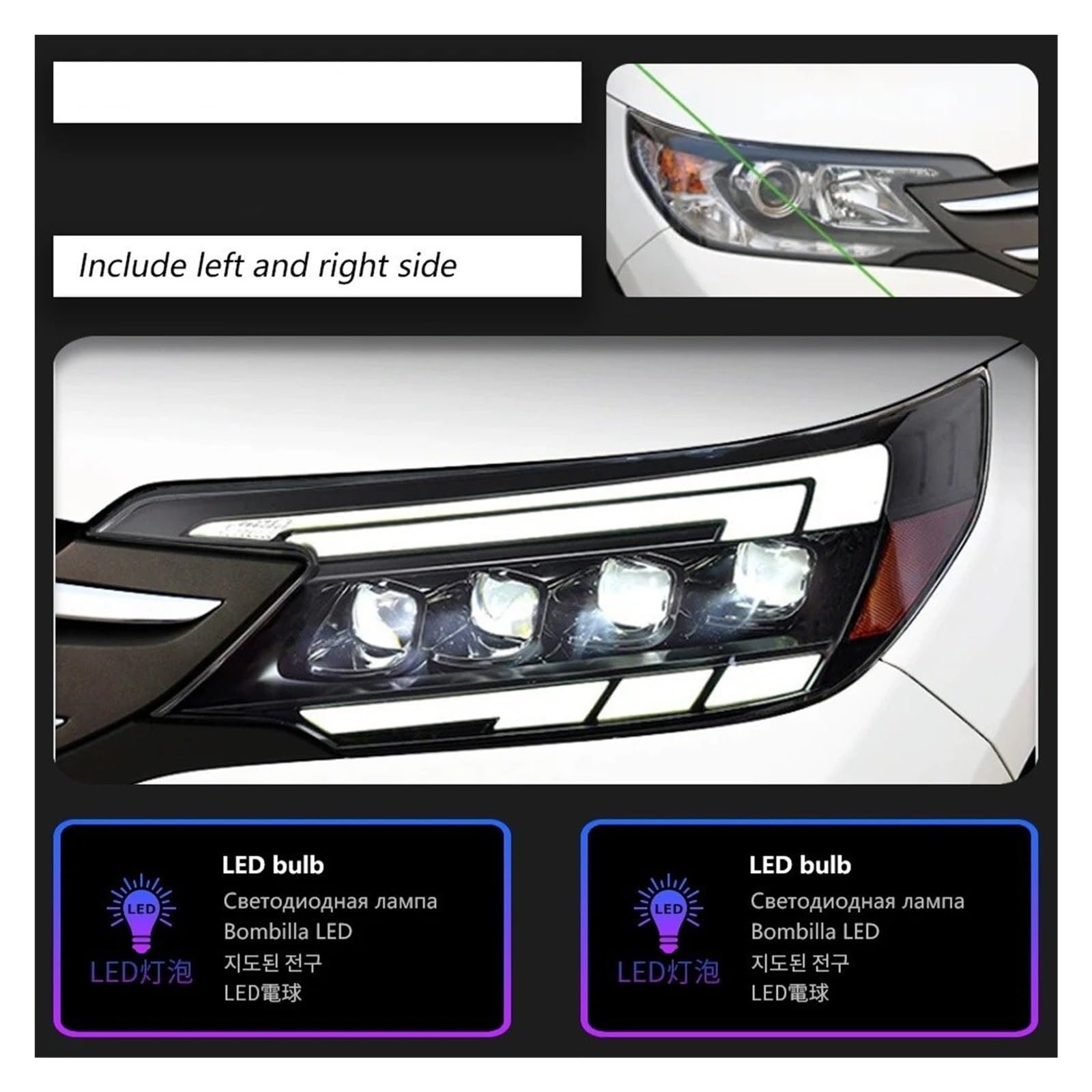 Faro Anteriore per Auto 2012-2014 CRV DRL Indicatore di direzione Buon Fascio Angel Eye Lente proiettore Faro Anteriore Fari Anteriori Gruppo Faro Auto