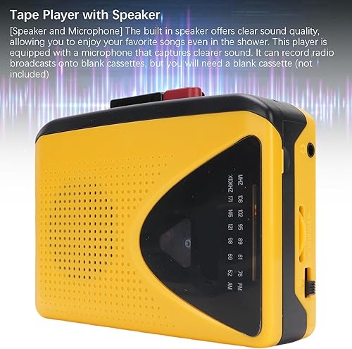 Miniatura 3 de Diyeeni Reproductor de casete portátil con radio AM FM, grabadora compacta de cinta de casette con conector para auriculares de 0.138 in, micrófono