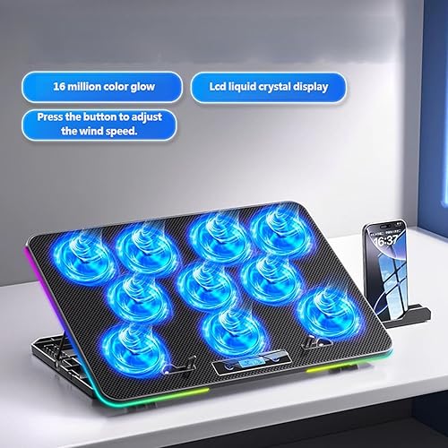 Miniatura 3 de Quiet RGB Gaming Laptop Cooling Pad Adjustable Speed Setting and Compatibility for 14-17.3 Inch Devices Adjustable Height Laptop Coolers