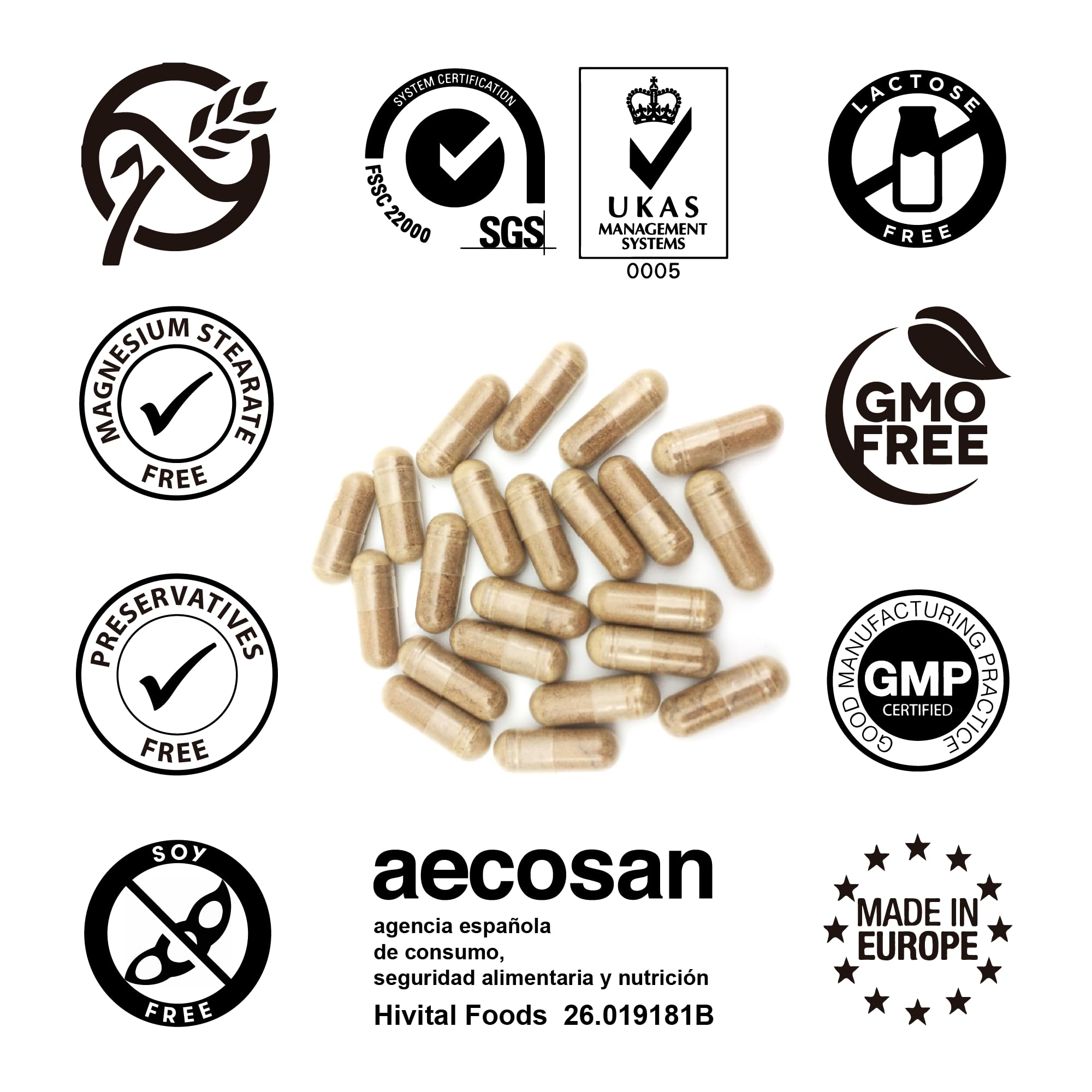 Nootropique Bacopa Monnieri 10000 mg. 180 gélules pour 6 mois de traitement. Nootropique naturel avec L-Tyrosine et Caféine. Fabriqué en Europe par HIVITAL
