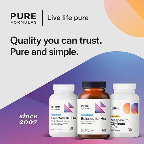 Miniatura 6 de PureFormulas Balance for Her - Balance hormonal para mujeres - DIM, cohosh negro, D-glucarato de calcio, extracto de té verde EGCg y suplemento de