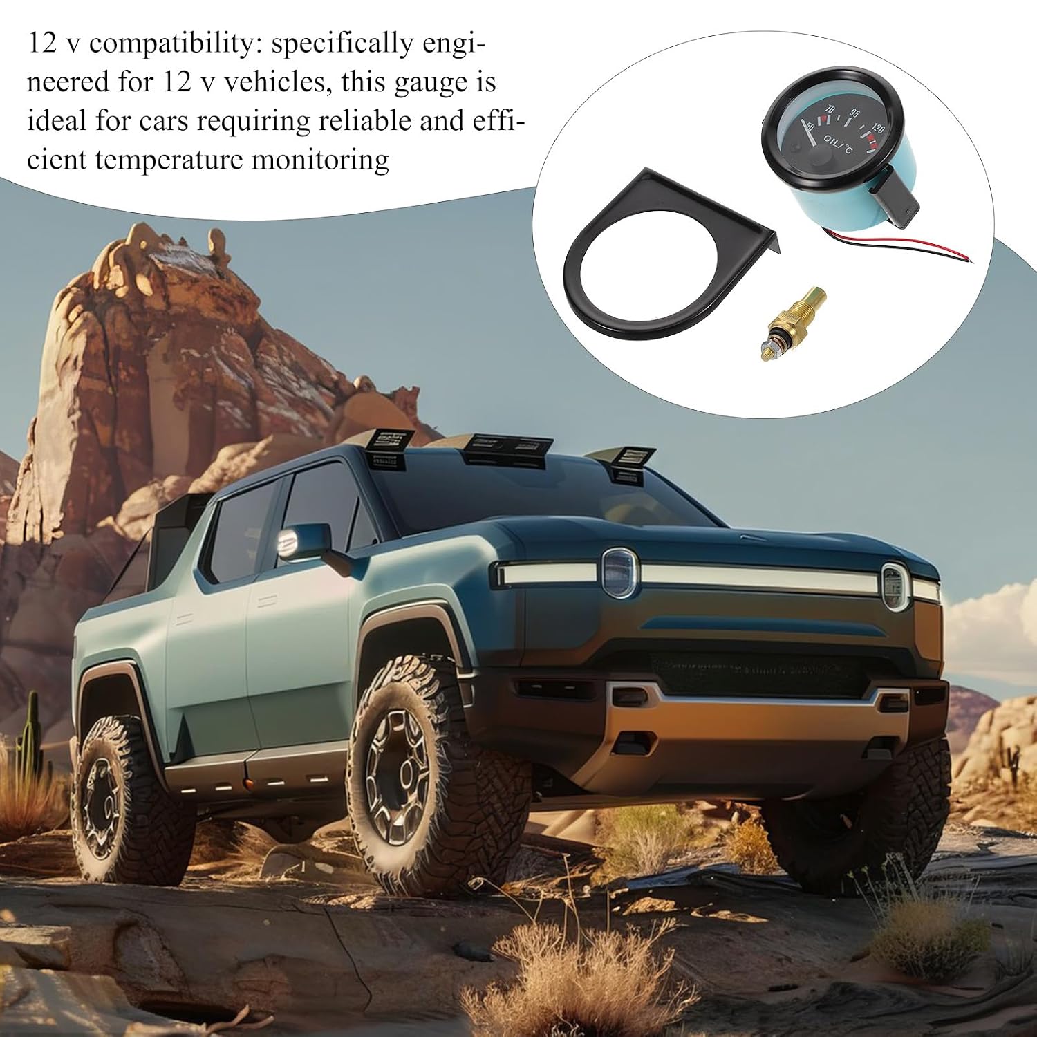 12v Black 50-150°c Automotive Oil Temperature Gauge Pointer Style Metal Analog Car Instrument for Vehicle Oil Temp Monitoring