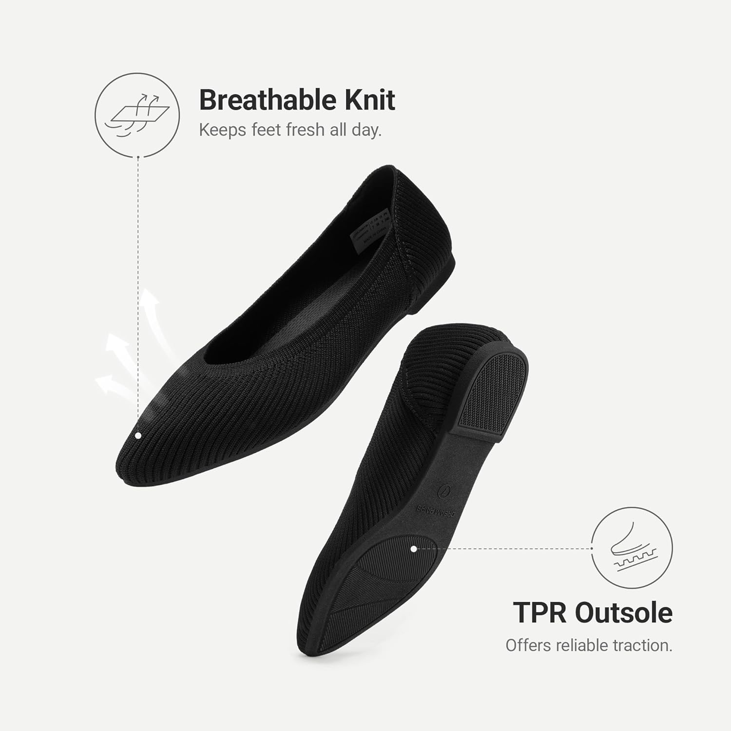 DREAM PAIRS Women's Knit Ballet Dressy Flats Comfortable Washable Flexible Breathable Casual Classic Work Office Walk Pointed Toe Flats - Image 6