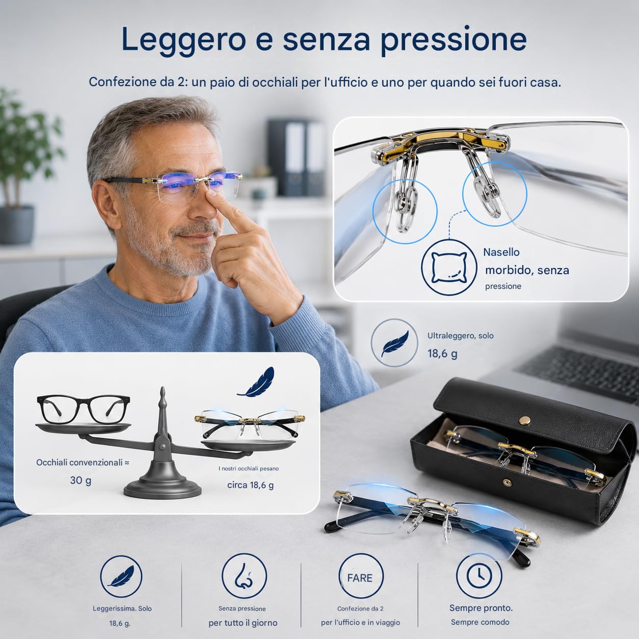 Occhiali autoregolanti da vista con messa a fuoco automatica – Occhiali Autofocus e Autoregolanti – Occhialia Messa a Fuoco Adattiva con Cristalli Liquidi,per Uomini e Donne (2 pc,2X)