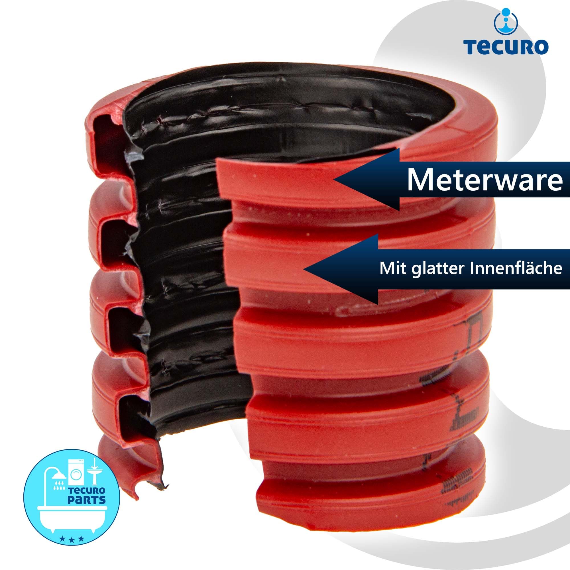 tecuro Rura ochronna na kabel z polietylenu, średnica zewnętrzna 40 mm, średnica wewnętrzna 30 mm, 25 m, czerwona, uziemienie zgodnie z DIN EN 50086-2-4