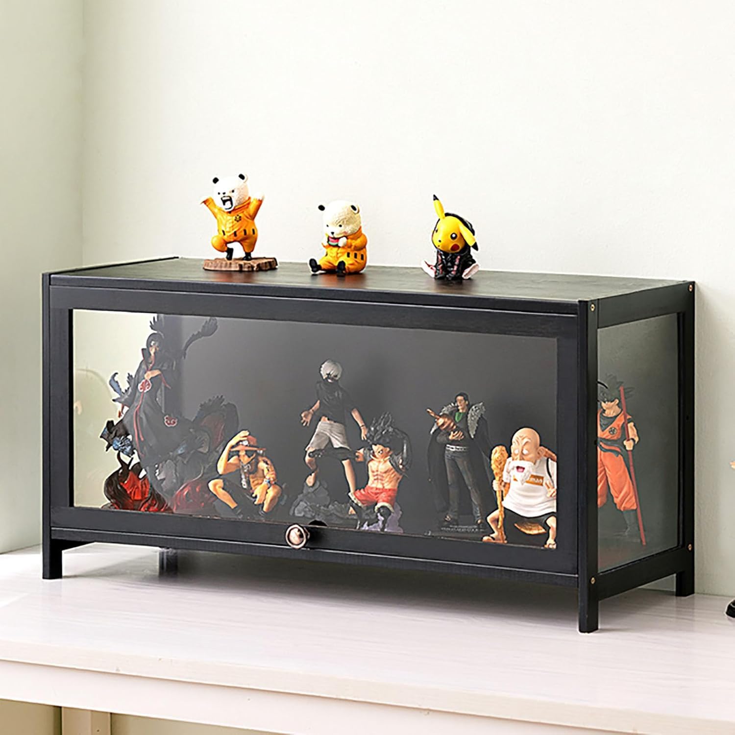 Hynbdes Acrylic Display Cabinet, Living Room Display Cabinet, Showcase, Tough Texture, Sealed and Dustproof, Suitable for Various Scenarios (One layer black 80 * 33 * 40 Transparent on three sides)