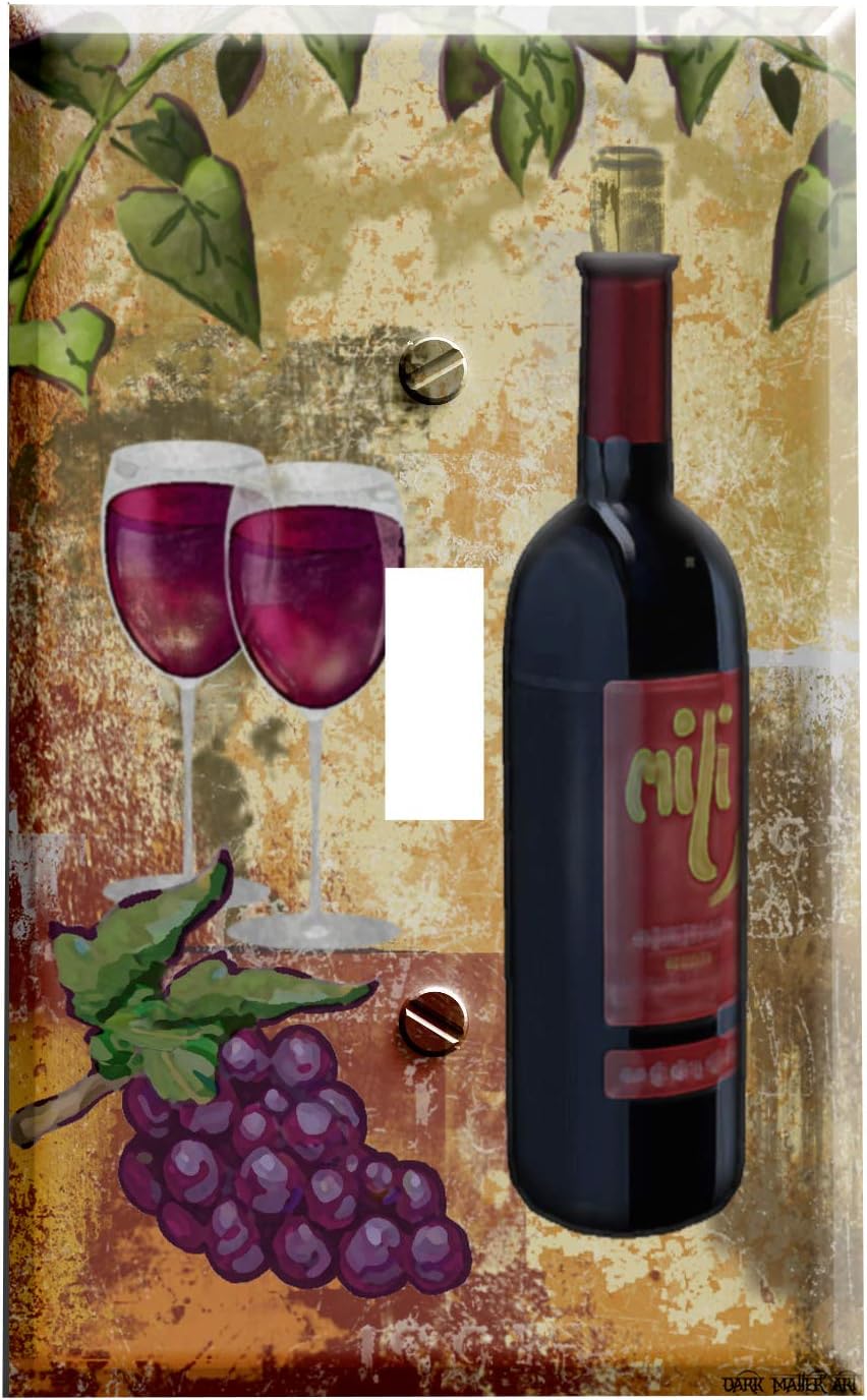 Grapes and Red Wine Switchplate - Single Toggle Switch Plate Cover