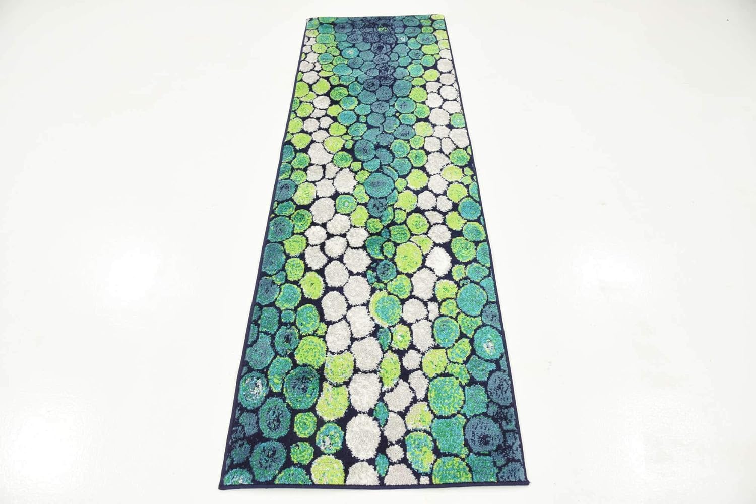 Unique Loom Metro Collection Abstract Water Drops Bright Colored Circles Area Rug Great for Kids (2' 0 x 6' 7 Runner Light Green/Blue)