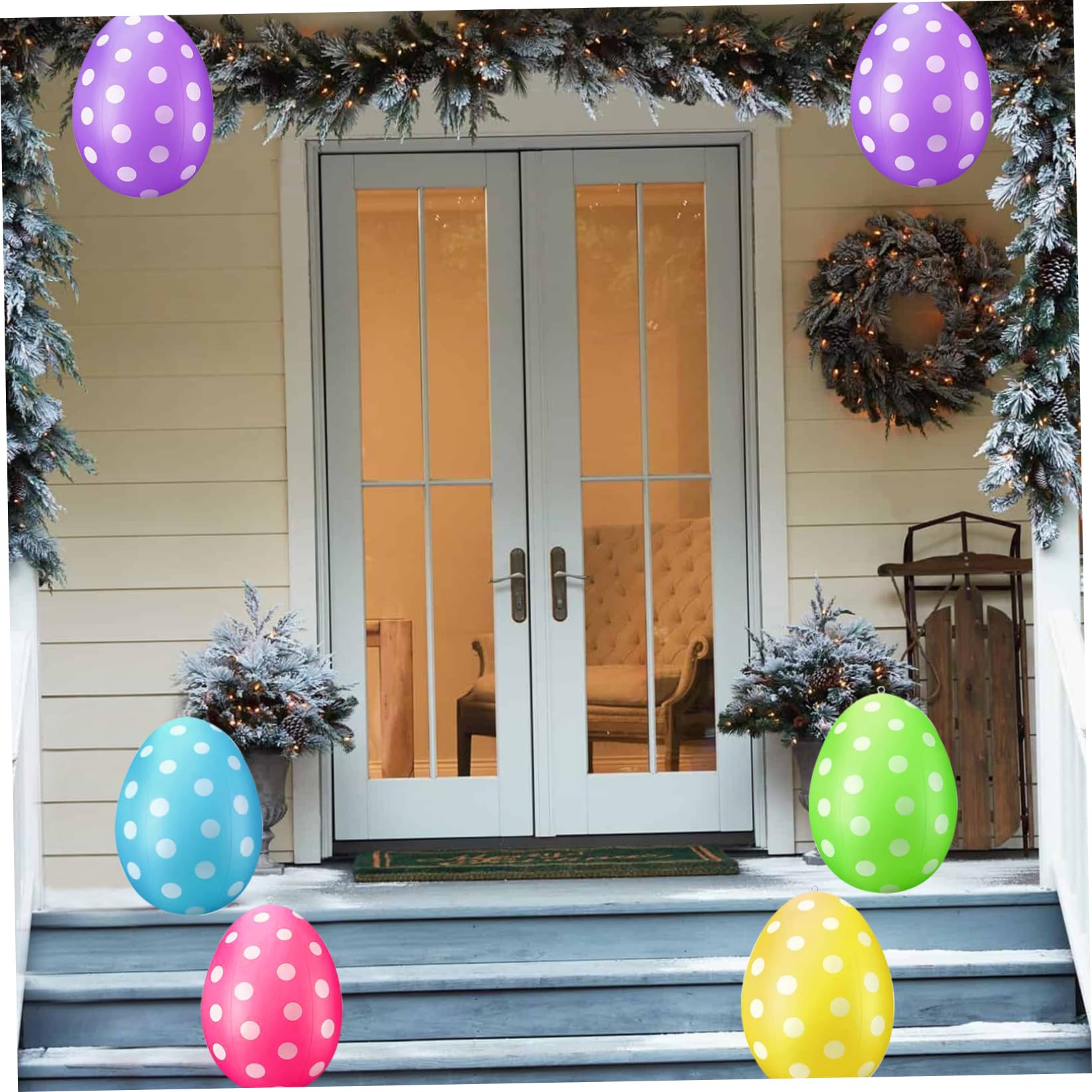 6pcs Ostern Schlauchboote im Freien Dekorationen, aufblasbare Ostereier