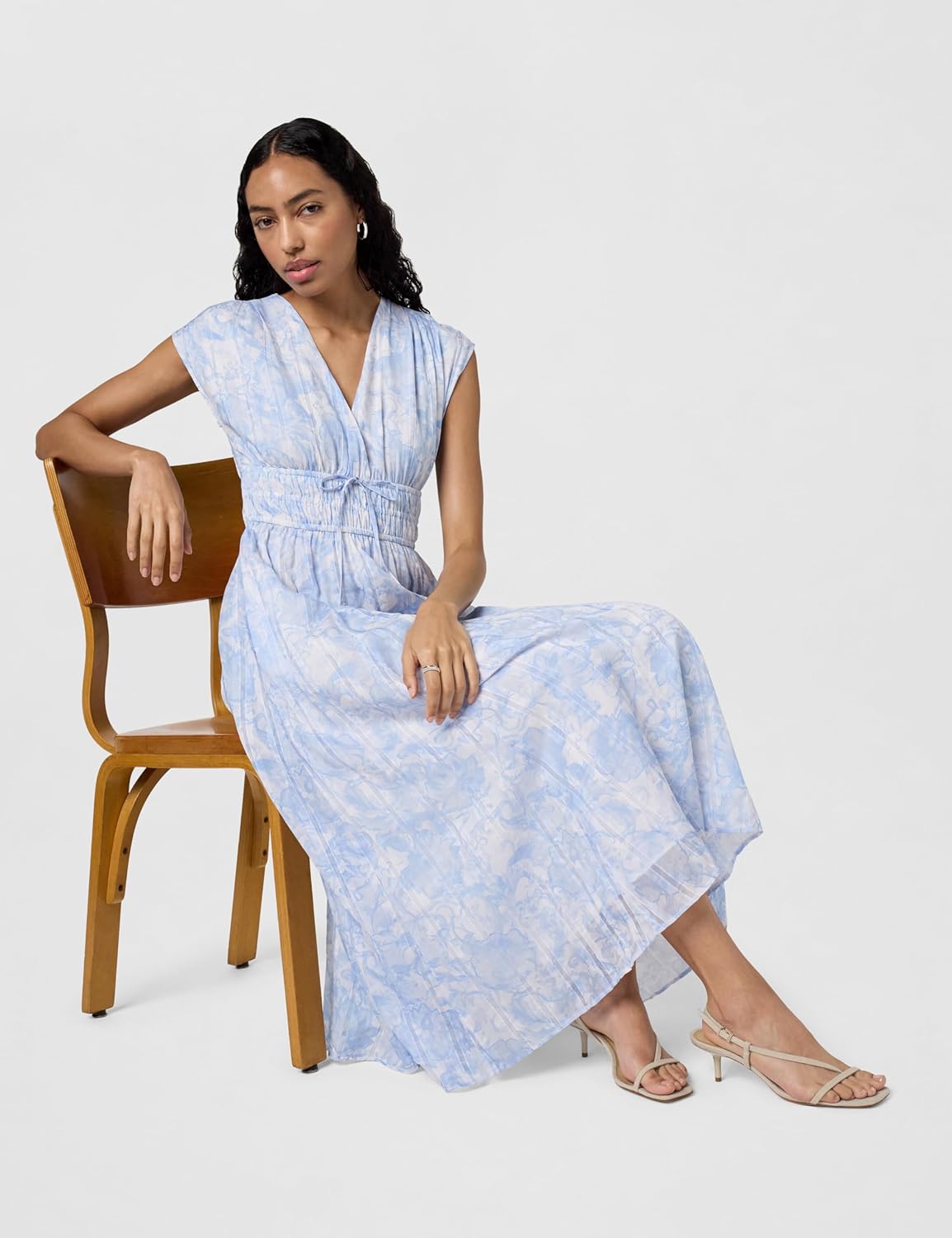 Club Monaco Womens Women's Tie Front Flutter Sleeve Midi Dress - Image 2