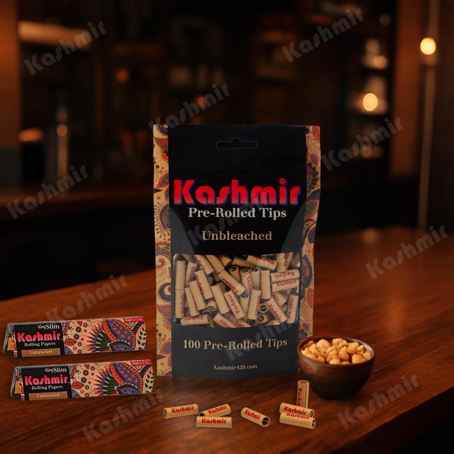 Kashmir Filter Tips For Rolling Papers – 2000 Pre Rolled Tips (20 Bags X 100 Tips) | Natural Paper Cigarette Filter Tips | Unbleached Cone Rolling Paper Tips For RYO Easy Rolling Tips