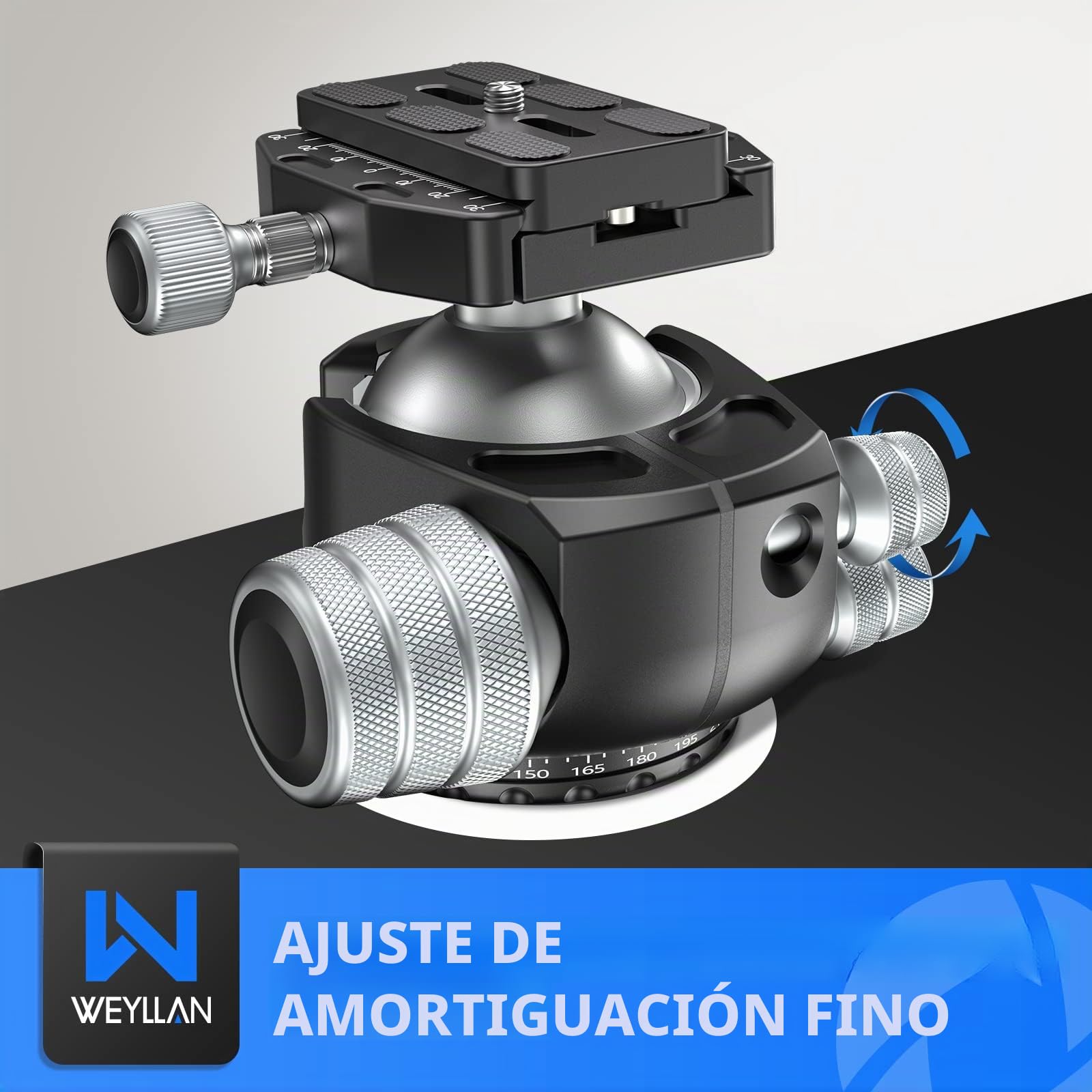 WEYLLAN CH55 cabeça de Bola de tripé, 55mm cabeça de tripé de Metal | 55mm cabeça de tripé, com placa de desbloqueio rápido Arca Swiss, para tripé, DSLR, câmara de vídeo, cámara,carga máxima 40kg