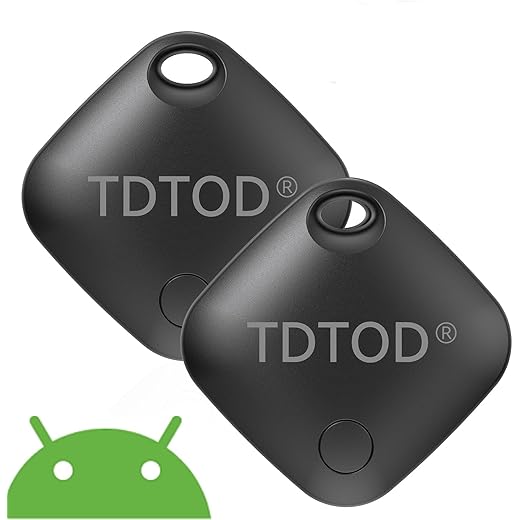 Air Tracker Tag Android,Smart Tag Localizzatore GPS per Android Funziona con Google Dov'è App Bluetooth Tracker Compatibile con Trova dispositivo (Solo Android) per Chiavi/Bagagli (Nero, 2 Pack)