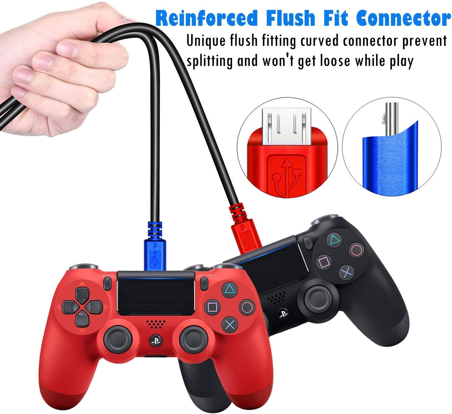 Exclusive Discount 90% Price 2 Pcs 10ft Charging Charger Cable for PS4 Controller, Play and Charge USB Cable Data Sync Cord with Customized Connector for Sony Playstation 4/ PS4 Slim/ PS4 Pro Controllers (ONLY Fit PS4)
