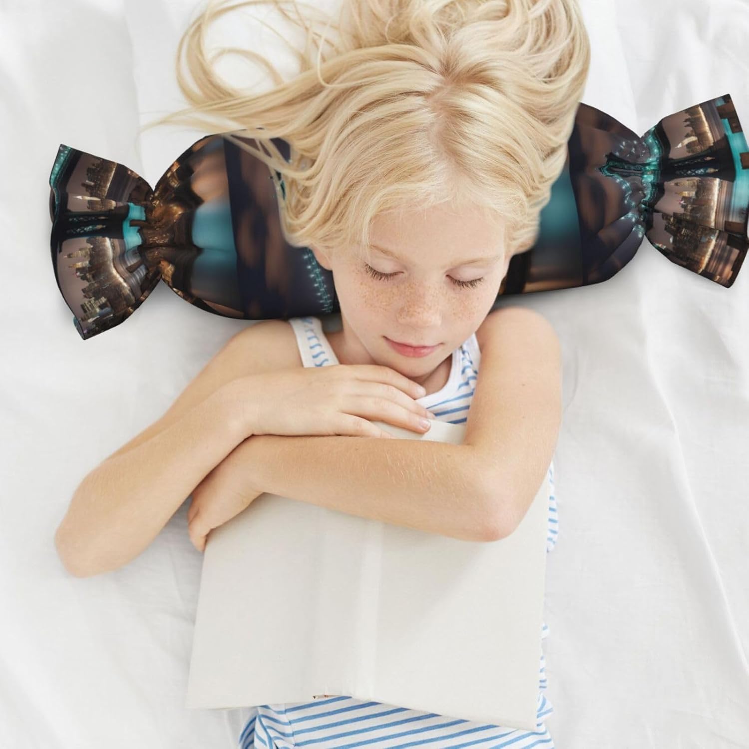 New York Manhattan Bridge Night Print Candy Cylindrical Eco-Friendly Pillow Soft Velvet Living Room Bedroom Travel Decor