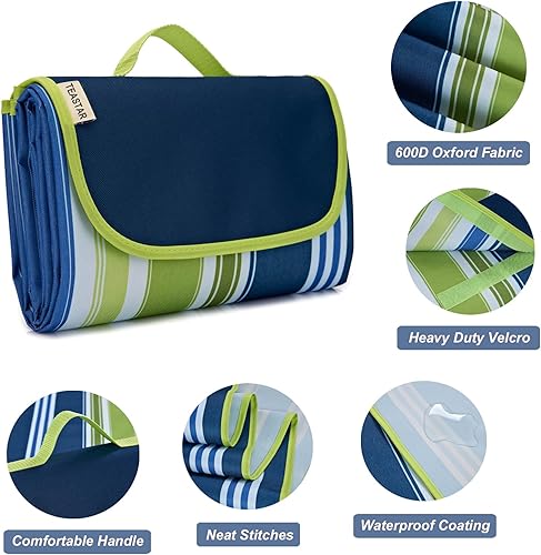 Miniatura 6 de Mantas de pícnic, manta de playa extra grande, impermeable, a prueba de arena, para exteriores, para césped, arena, tapete de picnic, plegable, 80 x