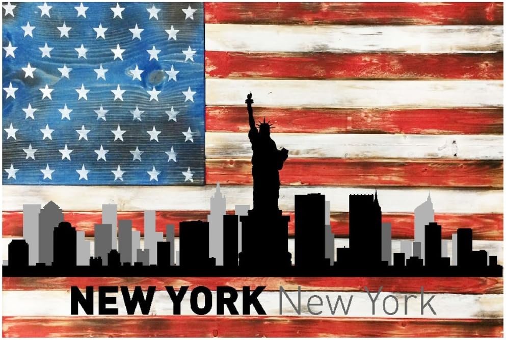 PhotoSteel Nashville Tennessee City Skyline USA Flag Metal Sign Home Decor - 12" x 8"