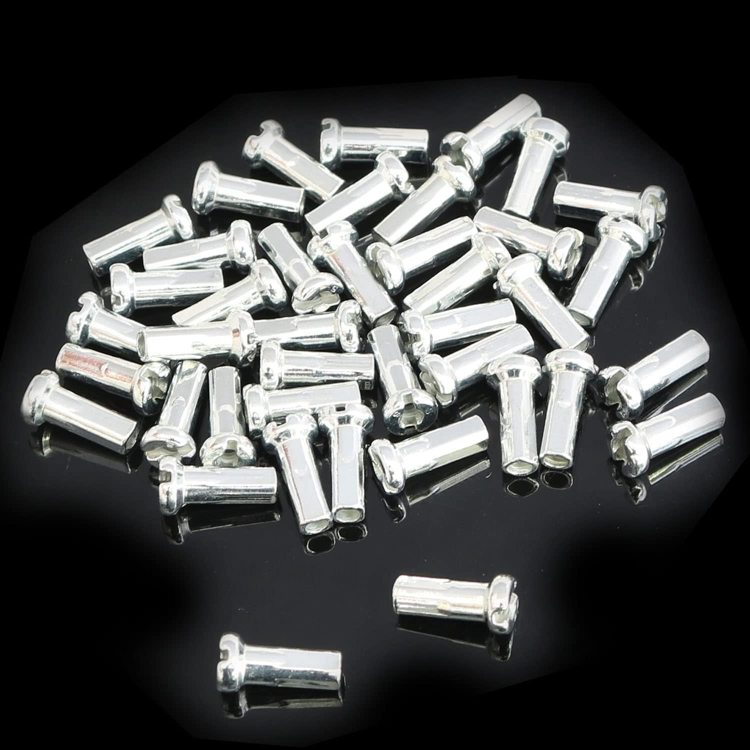 TAODAN Bike Spoke Nipple 100PCS Silver Bicycle Spoke Caps for 14G / 2mm Dia Mountain Road Bike, 12mm Long Cycling End Tip, Wheel Spoke Nipple