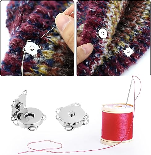 Miniatura 4 de 20 juegos de botones magnéticos de color ciruela para suministros de costura, 0.591 in, cierre a presión, botón para coser, manualidades, bolsos,