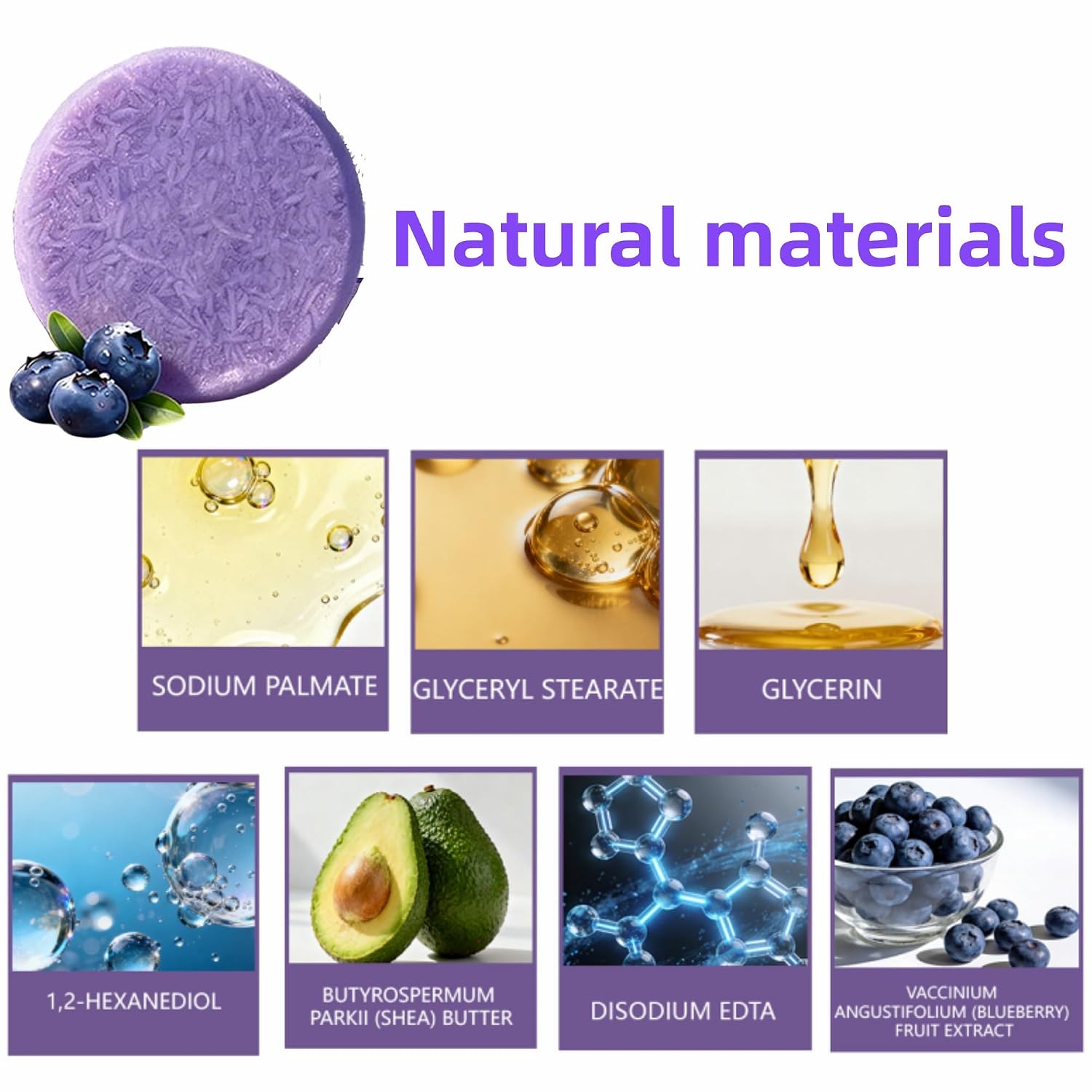 2PCS Blueberry Fields Shampoo & Conditioner Bundle Bars, 2 In 1 Shampoo & Conditioner Bar Set for Thinning & Dry Hair, Nourishing and Repairing Leaves Hair Soft and Smooth Suitable for All Hair Types image 5