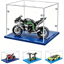 3MM Thick Clear Acrylic Display Case-Assemble Countertop Box, Thicken Base, DustProof, for Collectibles, Lego Blue, 40x20x30cm/16x8x12in