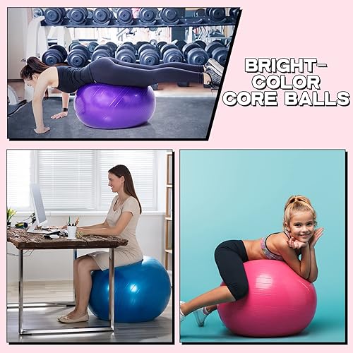 Miniatura 3 de Jerify Pelota de ejercicio inflable de 3 piezas para embarazo, pelota de pilates, bola de núcleo, equipo de entrenamiento con bomba y enchufe para