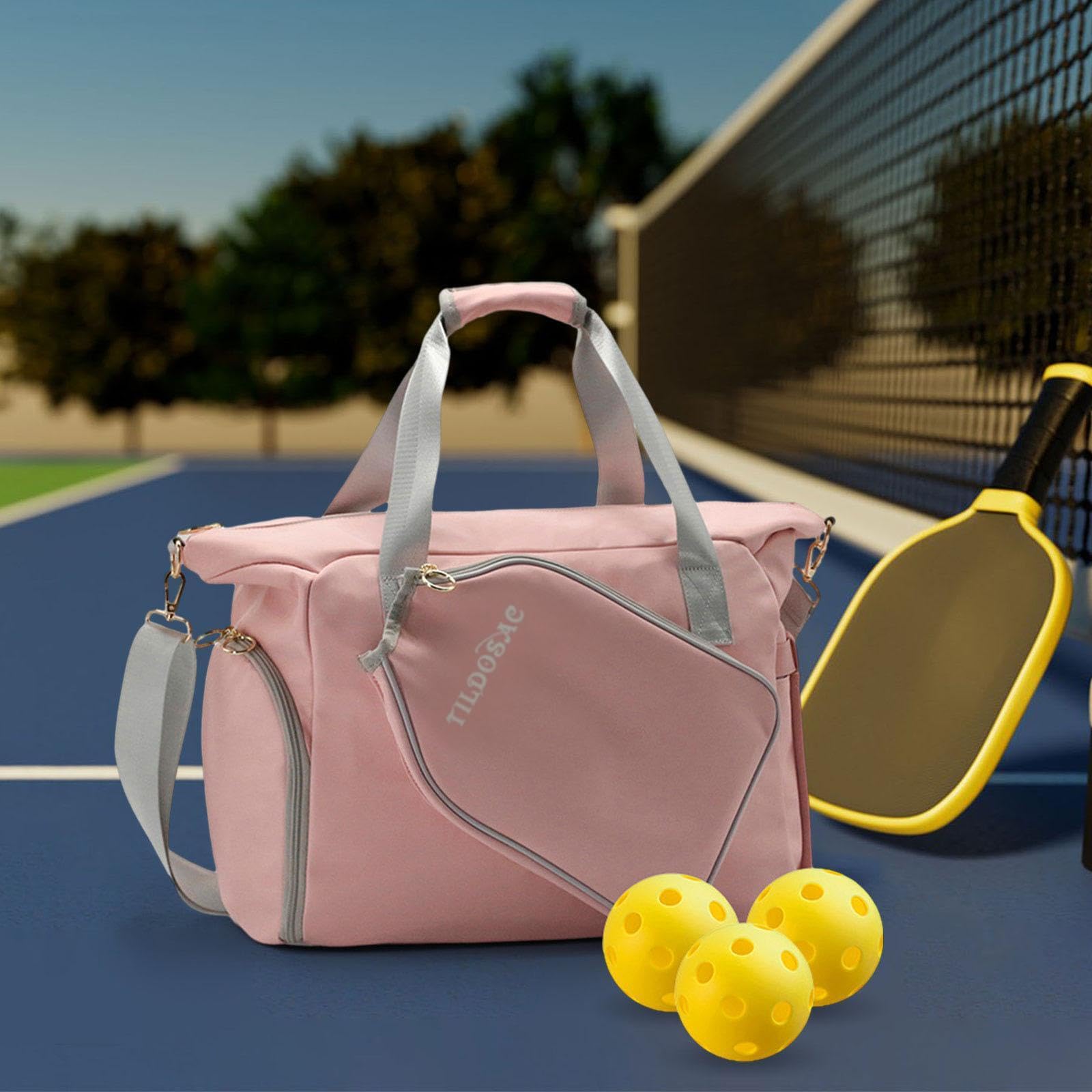 Borsa da Pickleball con Cerniera, Resistente, Comoda da | capacità, per attività divertenti all'aperto, allenamento fitness, borsa da pickleball, tote rosa da donna