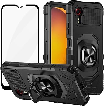 Ailiber for Samsung Galaxy XCover 7 Stand Case, Screen Protector-Black