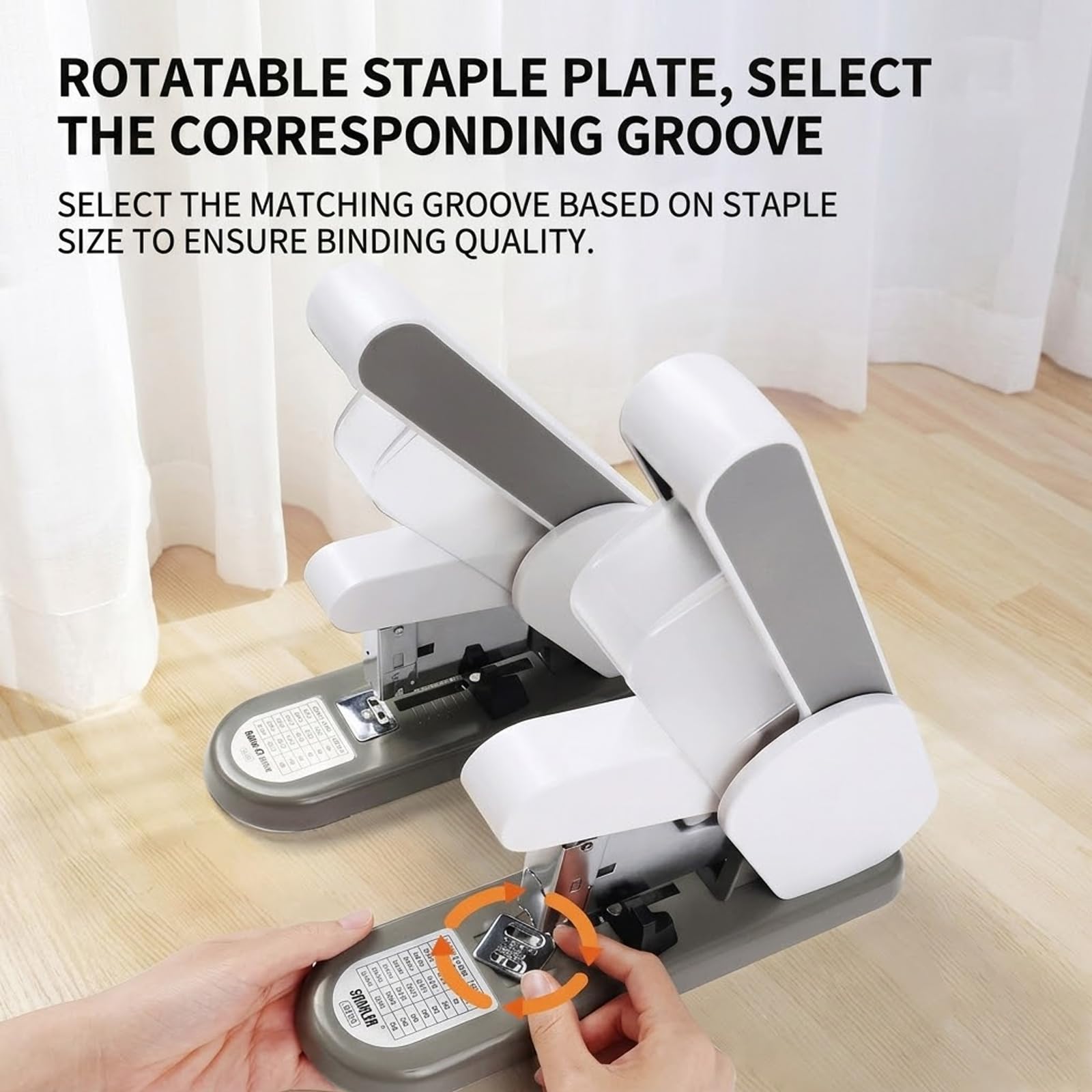 Cucitrice resistente, design portatile da tavolo, protezione anti-schiacciamento, rilegatura senza sforzo, base antiscivolo, capacità 190 fogli, ideale per scuola e ufficio