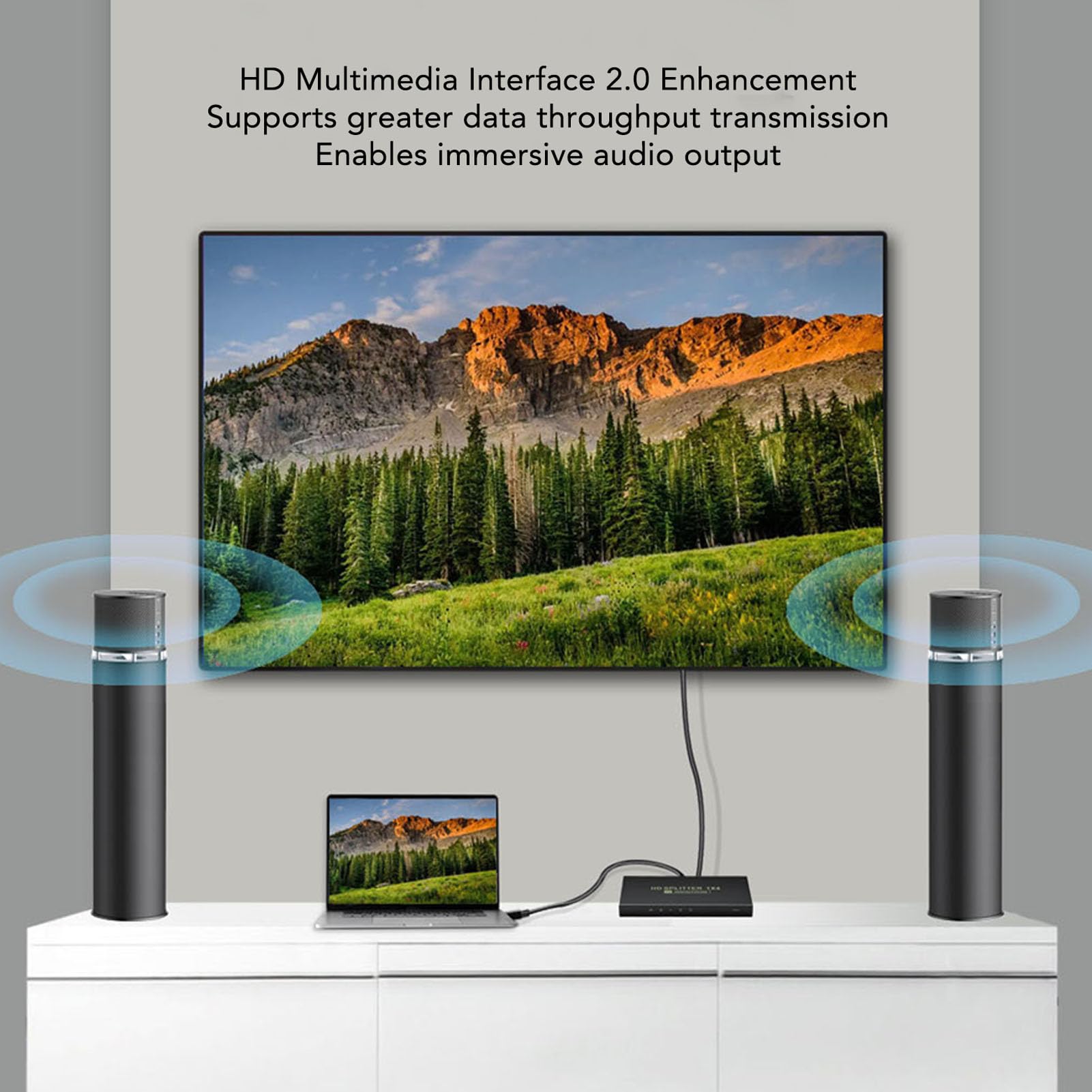Switch HDMI, 1 in 4 Out 4K 60Hz 18Gbps HDMI 2.0 Switcher, 1x4 UHD HDMI Splitter HDCP2.2 RGB444, 4 Porte HDMI Switch Box Hub per, PC, TV Box (Spina UE)
