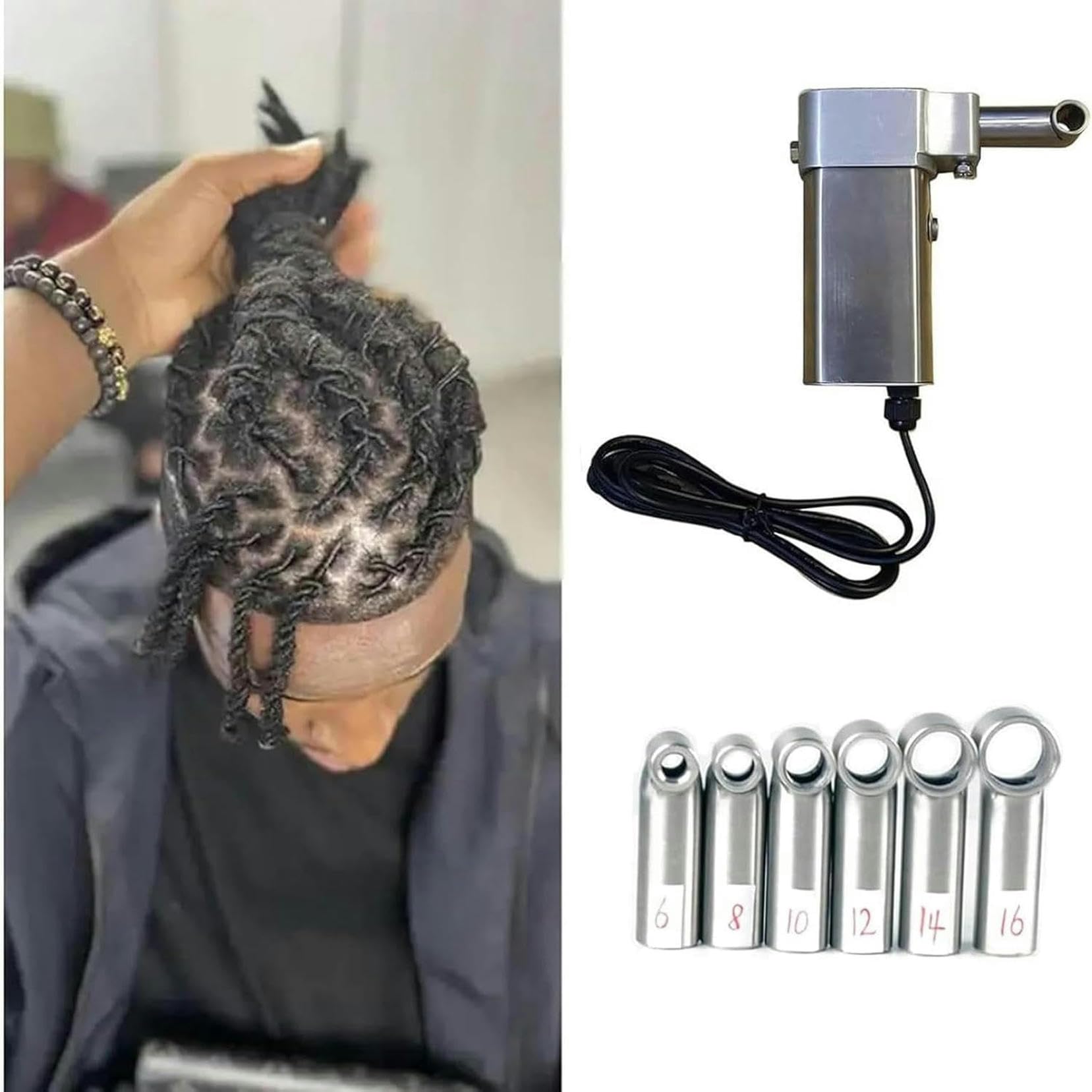 Kit de Herramientas para rastas, máquina de Ganchillo eléctrica para Hacer rastas con rastas, máquina para Hacer Cabello con Trenzas de Ganchillo con rastas eléctricas