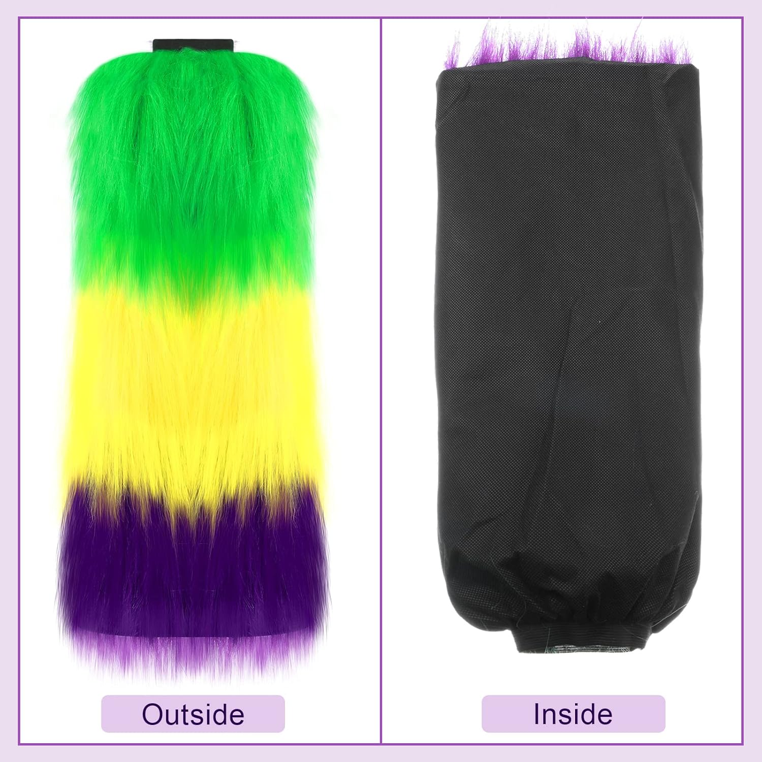 Jutom Mardi Gras Costume Accessories Set: Mardi Gras Leg Warmers for Women, Carnival Fur Boots & Boot Covers, Feather Headband, Beads & Face Jewels for Carnival Party - Image 4