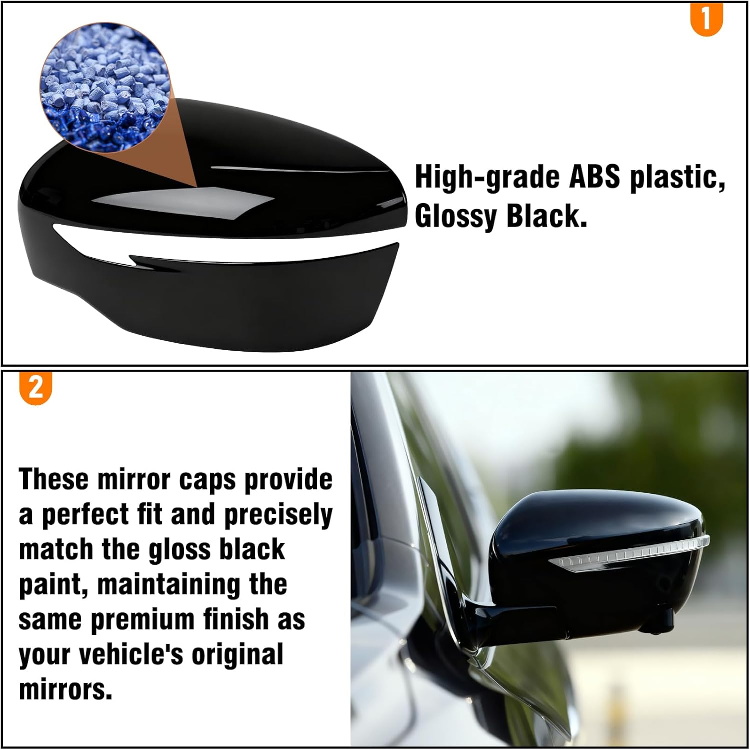Moonlinks Compatible with Nissan Rogue 2014-2020/Murano 2015-2024/Pathfinder 2017-2020 Left Driver Mirror Cover Replacement, Glossy Black Left Side Clip-on Mirror Cap Replaces for 96374-4BA0A