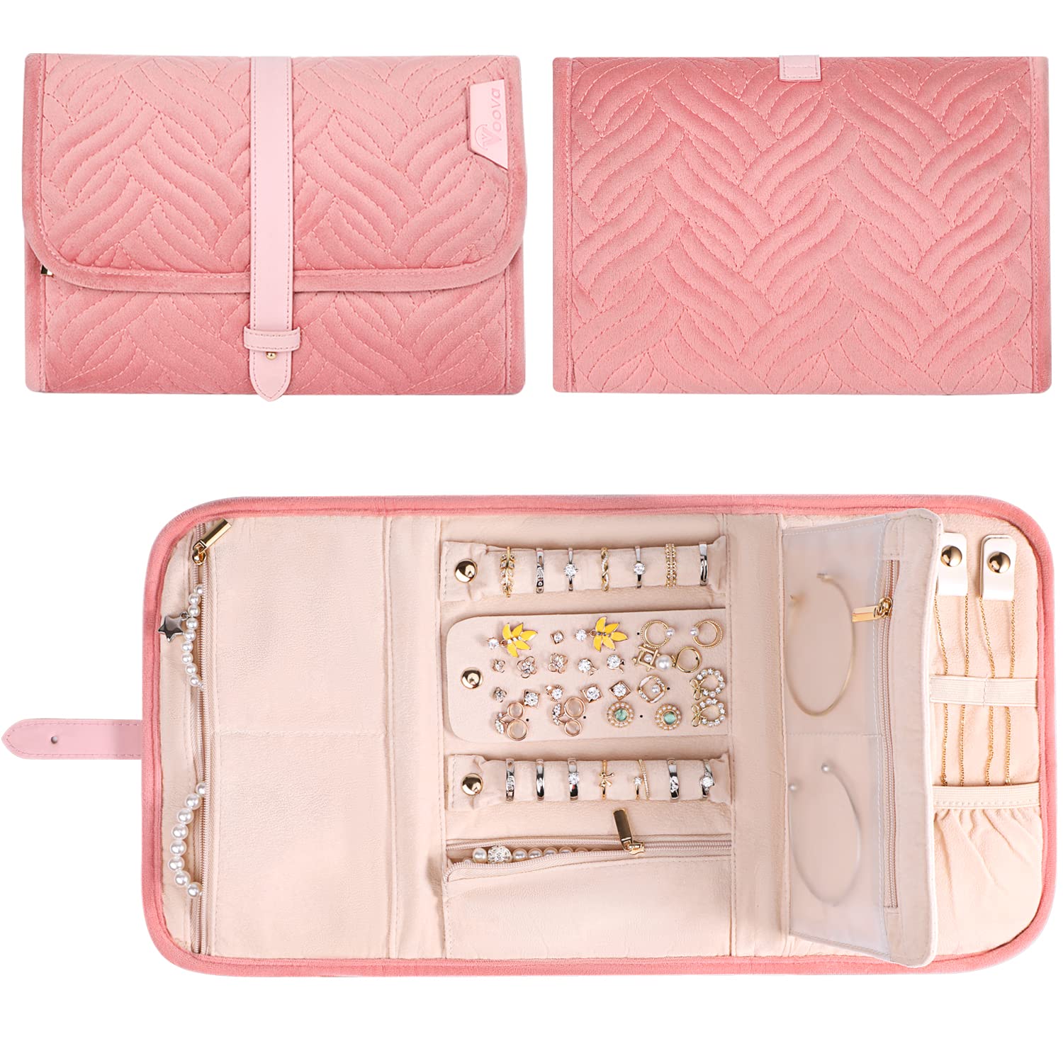 Buy Voova Travel Jewellery Organiser Roll Foldable Jewelry Case for ...