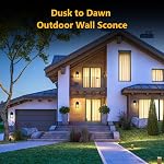 2 Pack Dusk to Dawn Outdoor Wall Light, Exterior Wall Sconce Sensor Light Fixtures, Black Waterproof Wall Mount Lighting with Glass Shade, Aluminum Anti-Rust Porch Lights, Bulbs Included