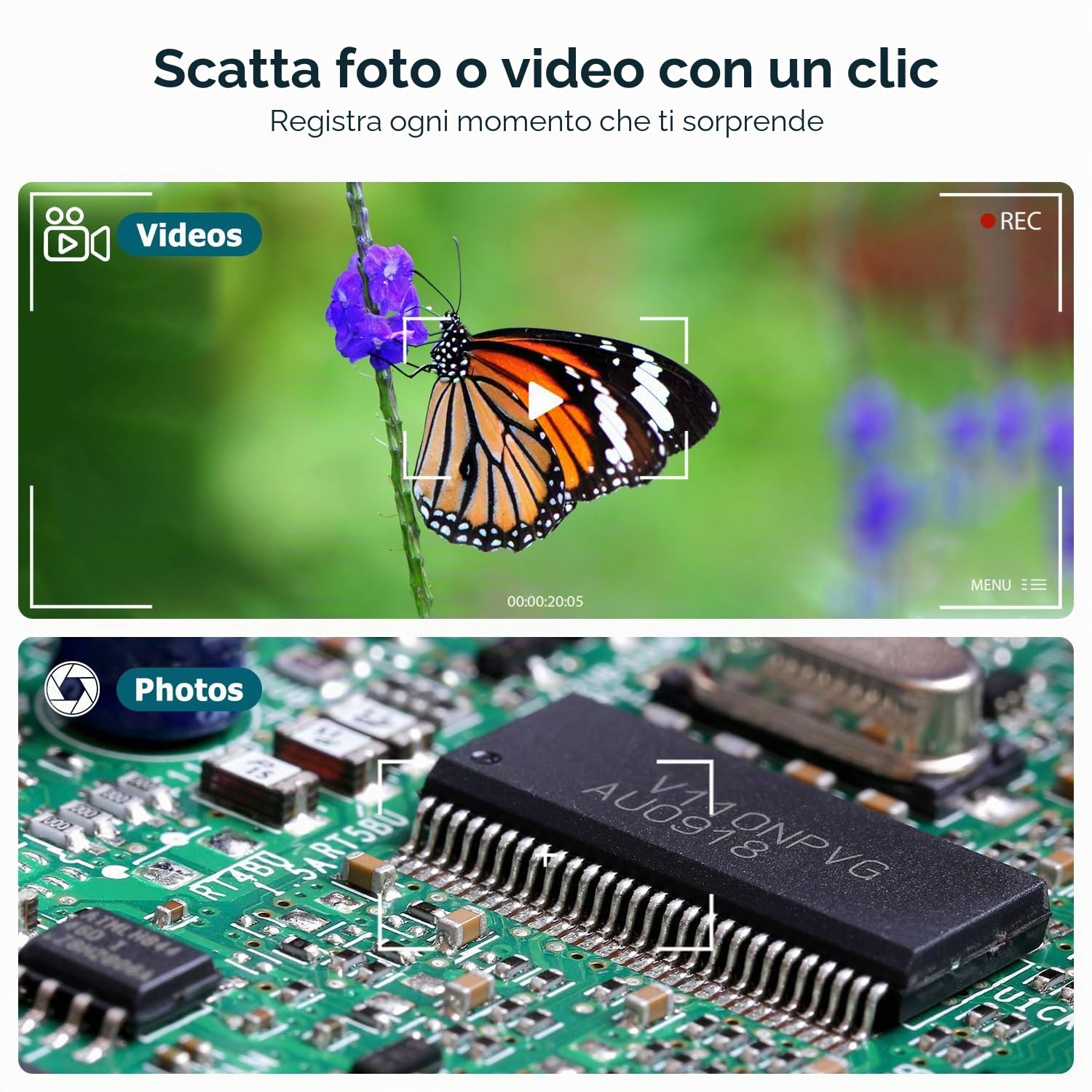 Fotocamera per microscopio digitale USB, fotocamera per ispezione HD portatile SKYBASIC, ingrandimento 50x-1600x, con supporto regolabile, 8 luci LED, compatibile con dispositivi iOS e Android