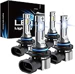 RCJ 9005 9006 Bulbs Combo, 600% Brightness 9005/HB3 High 9006/HB4 Low Dual Beam Bulbs, 6000K Cool White, Plug and Play, IP67 Waterproof, Pack of 4