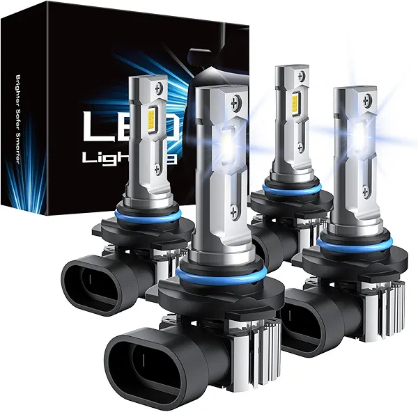 RCJ 9005 9006 Bulbs Combo, 600% Brightness 9005/HB3 High 9006/HB4 Low Dual Beam Bulbs, 6000K Cool White, Plug and Play, IP67 Waterproof, Pack of 4