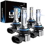 RCJ 9005 9006 Bulbs Combo, 600% Brightness 9005/HB3 High 9006/HB4 Low Dual Beam Bulbs, 6000K Cool White, Plug and Play, IP67 Waterproof, Pack of 4