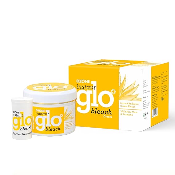 Instant Glo Bleach Cream for Men & Women | Enriched with Aloe Vera & Turmeric, 250 G