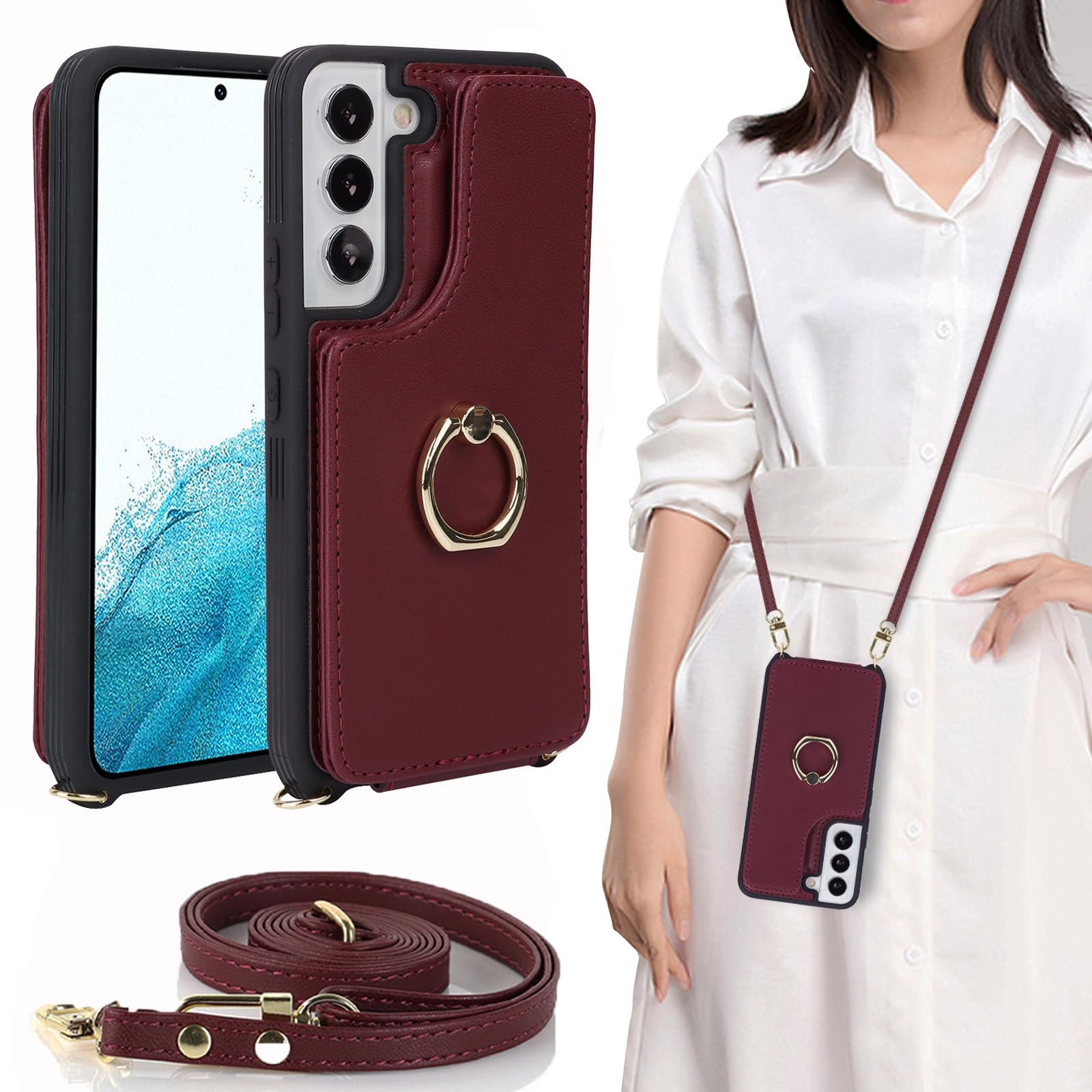 Amazon.co.jp: Galaxy S22 ケース ショルダー リング付き ストラップ