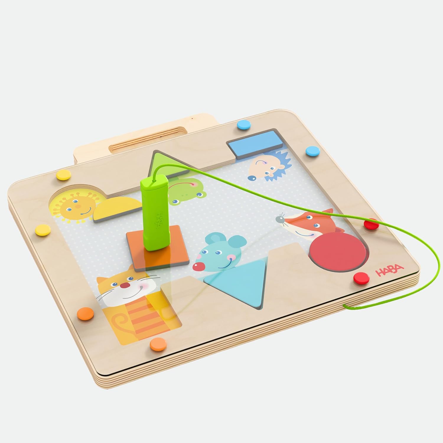 HABA Magnetic Game Shapes - Magnetic Toy with Magnetic Pen and Geometric Motifs - Promotes Motor Skills and Colour Learning from 3 Years - 2012362001
