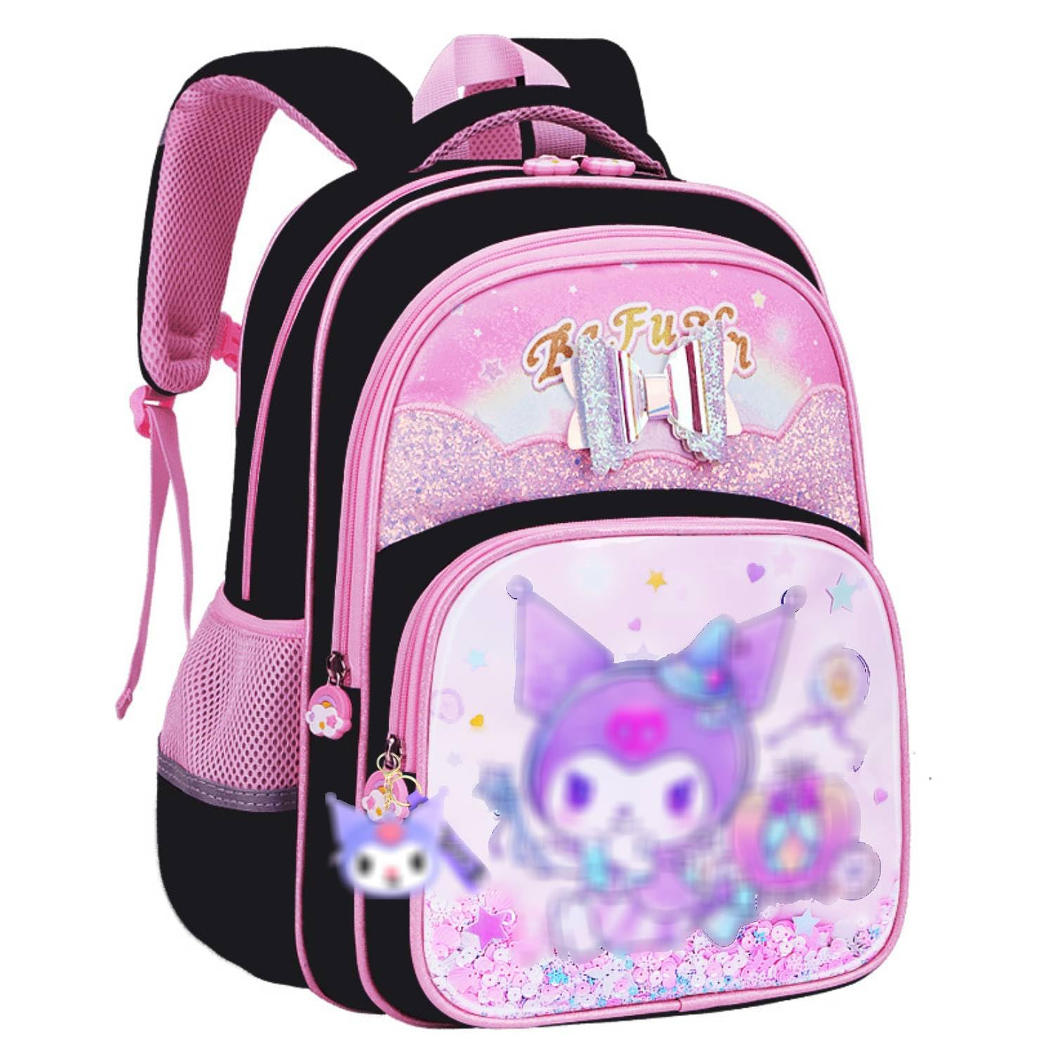 Korean Style Kawaii Cartoon Designed School Bag with Mini Coin Pouch | Aesthetic Large Capacity 16 Inches Backpack for 8-14 Years Old Girls Casual Travel Daypack for Elementary School Kids-picture-10