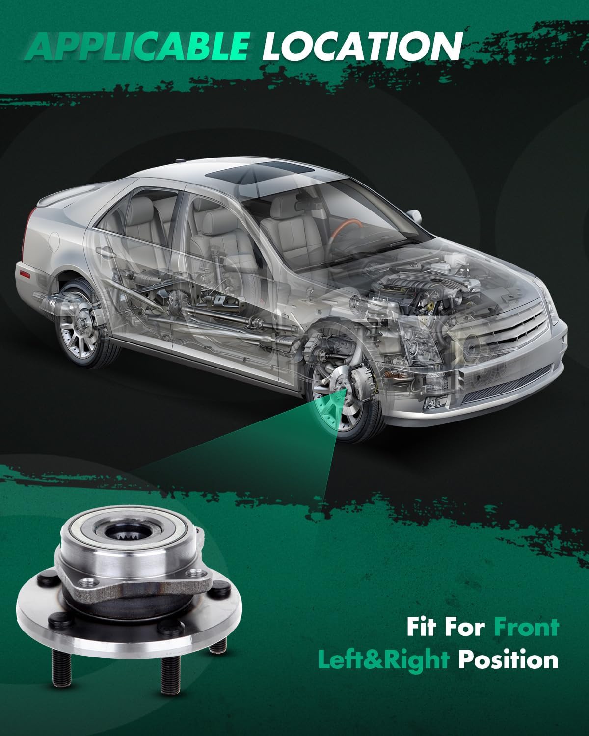SCITOO Wheel Hub Assembly Fit 1995-2005 for Chrysler Sebring 1995-2000 for Dodge Avenger 2001-2005 for Dodge Stratus 5 Lugs Front Hub Bearing Assembly Both(2) 513157