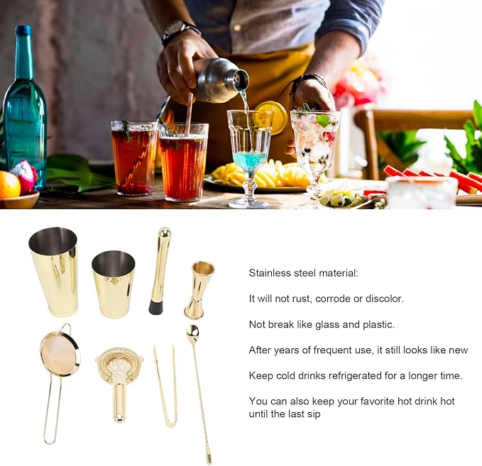 Kit de Bartender Acero Inoxidable, Set Boston Shaker, Premium miniatura 9
