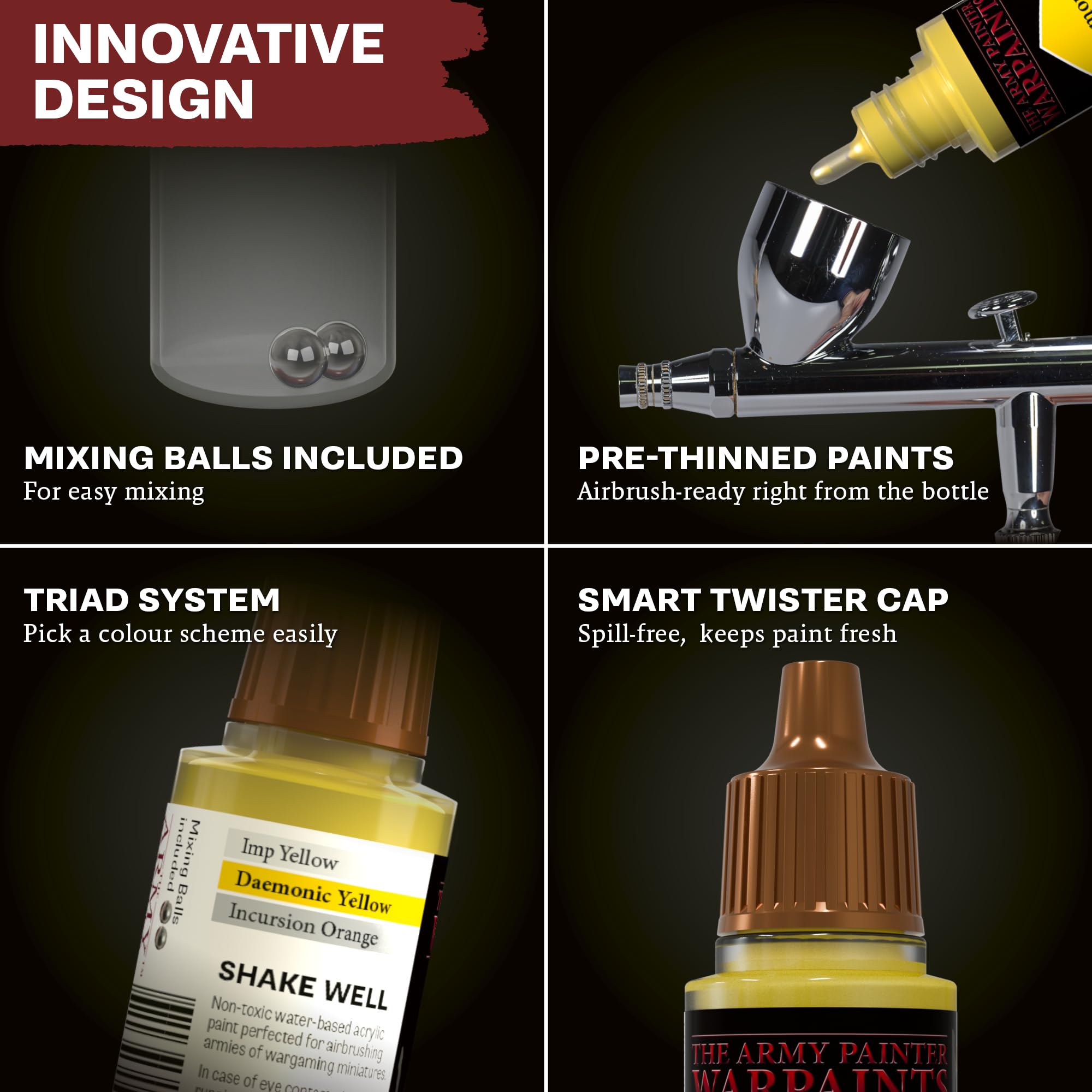 The Army Painter, Airbrush Starter Bundle, include: Air Starter Set, DipIt Brush, Air Anti-Shine Varnish, Airbrush Cleaner e Medium – ideale per DnD, Warhammer e Wargaming.