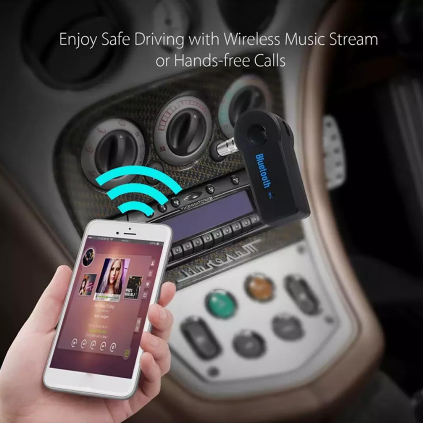 Ricevitore wireless per auto, da 3,5 mm, adattatore wireless Aux a adattatore, lettore MP3, lettore musicale, elettronica per auto per donne e uomini