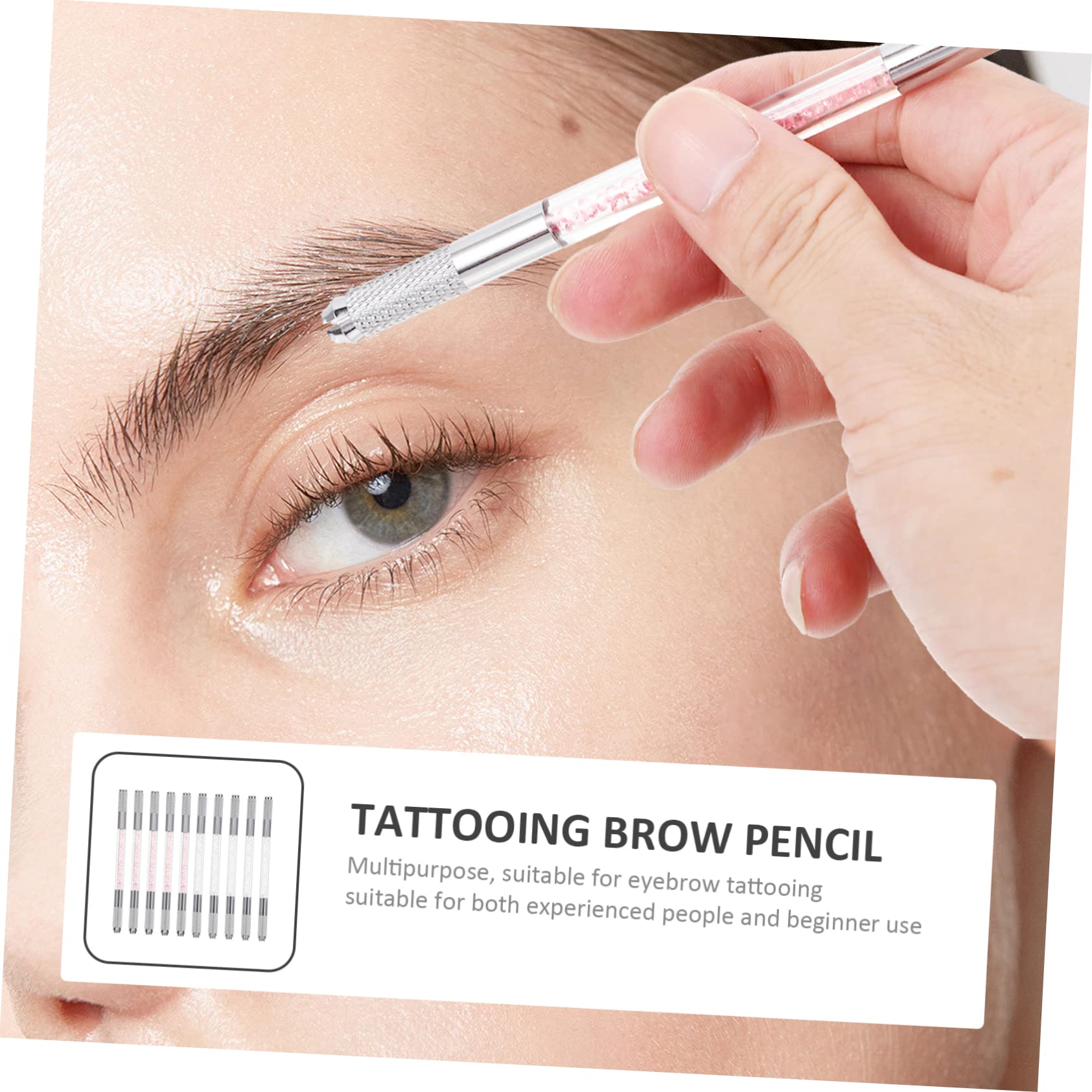 Microblading Augenbrauenstift Dual Ende 10 Stück Weiß Rosa Microblading Make up Stift Tätowierwerkzeug Kompakt Tragbar Für Kosmetik Schönheitssalon